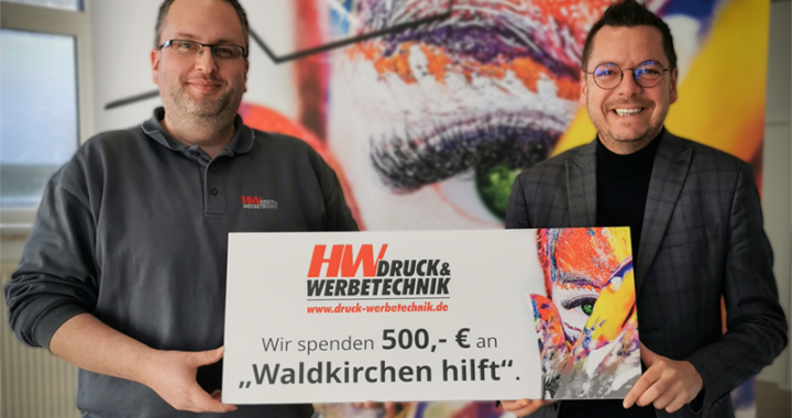 HW Druck & Werbetechnik spendet 500 Euro an "Waldkirchen hilft".